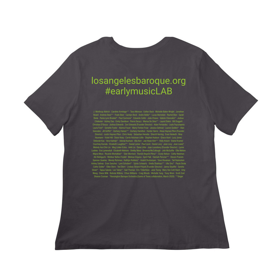 LAB Season 10 Celebratory Shirt, a Dark Grey Women?s Relaxed Cotton Tee (back-view)