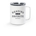 Reading on the Sidelines, a White Stainless Steel Travel Mug