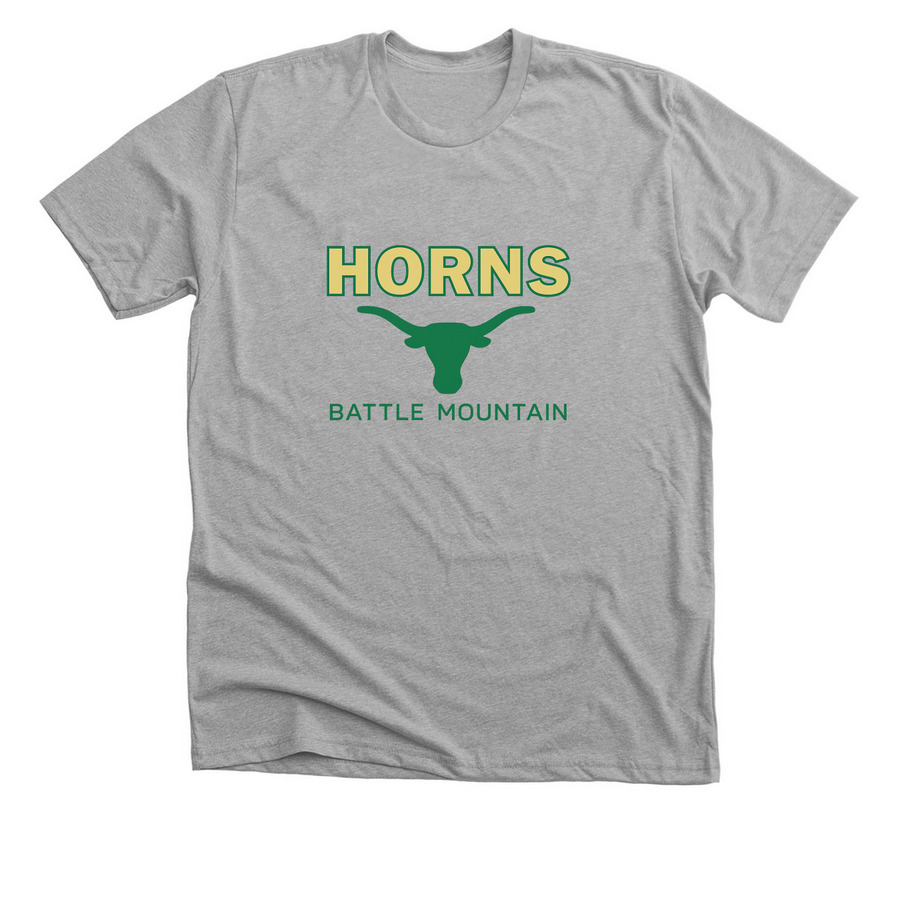 Battle Mountain Horns, a Athletic Heather Premium Unisex Tee