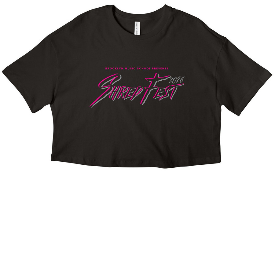ShredFest 2026 - Black / Pink / Grey, a Black Women?s Cropped Cotton Tee