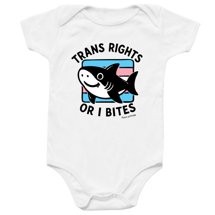 "...or I Bites" Cute Shark (Baby), a White Infant Onesie