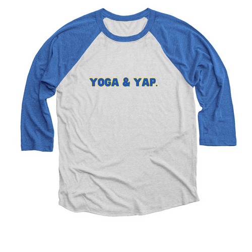 Yoga & Yap: Reynoldstown Edition, a Vintage Royal and Heather White 3/4 Sleeve Baseball Tee