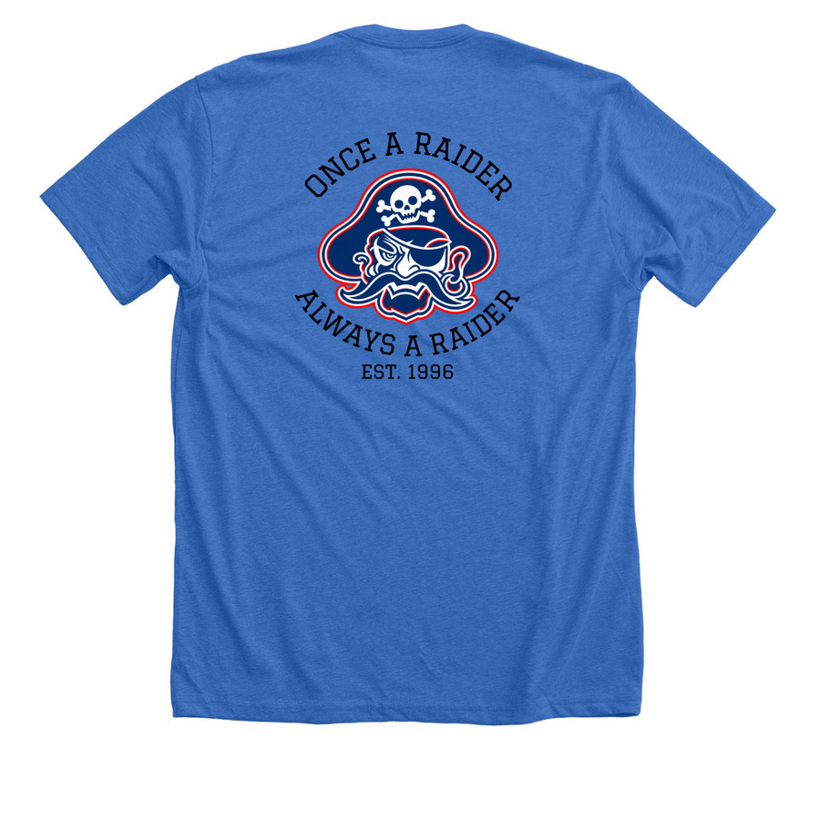 FHS Class of '96 Reunion, a Heather True Royal Premium Unisex Tee (back-view)
