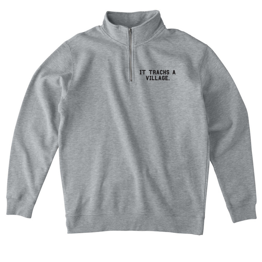 It Trachs A Village Quarter Zip, a Grey Heather Midweight Quarter Zip Pullover