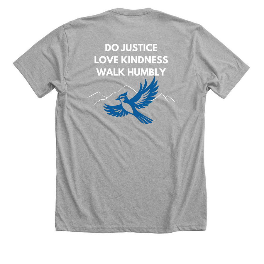 Do. Walk. Love, a Athletic Heather Premium Unisex Tee (back-view)