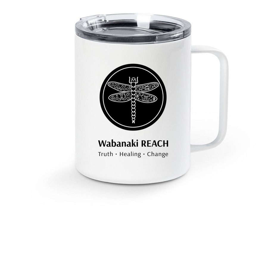 Stainless Steel Travel Mug, a White Stainless Steel Travel Mug