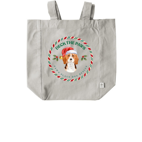 Deck the Paws Tote, a Natural Recycled Cotton Tote Bag