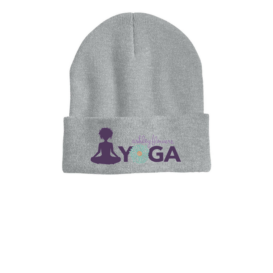 Flower Power, a Heather Grey Printed Cuffed Beanie
