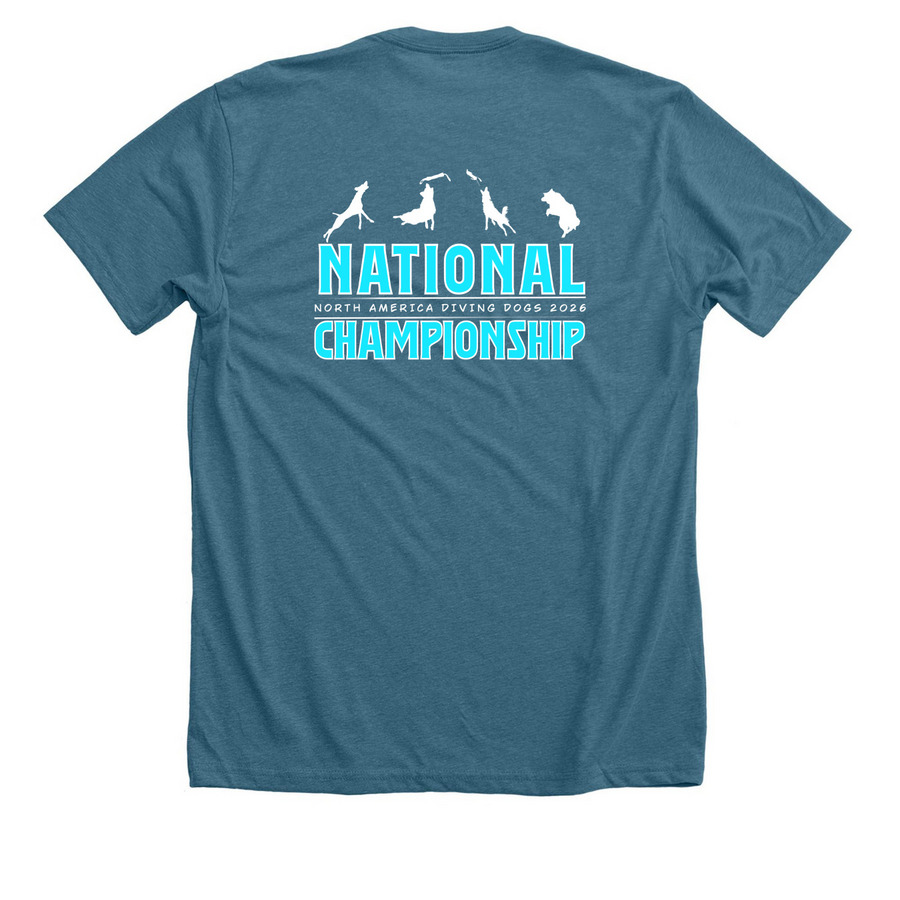 Izzy nationals white, a Heather Deep Teal Premium Unisex Tee (back-view)