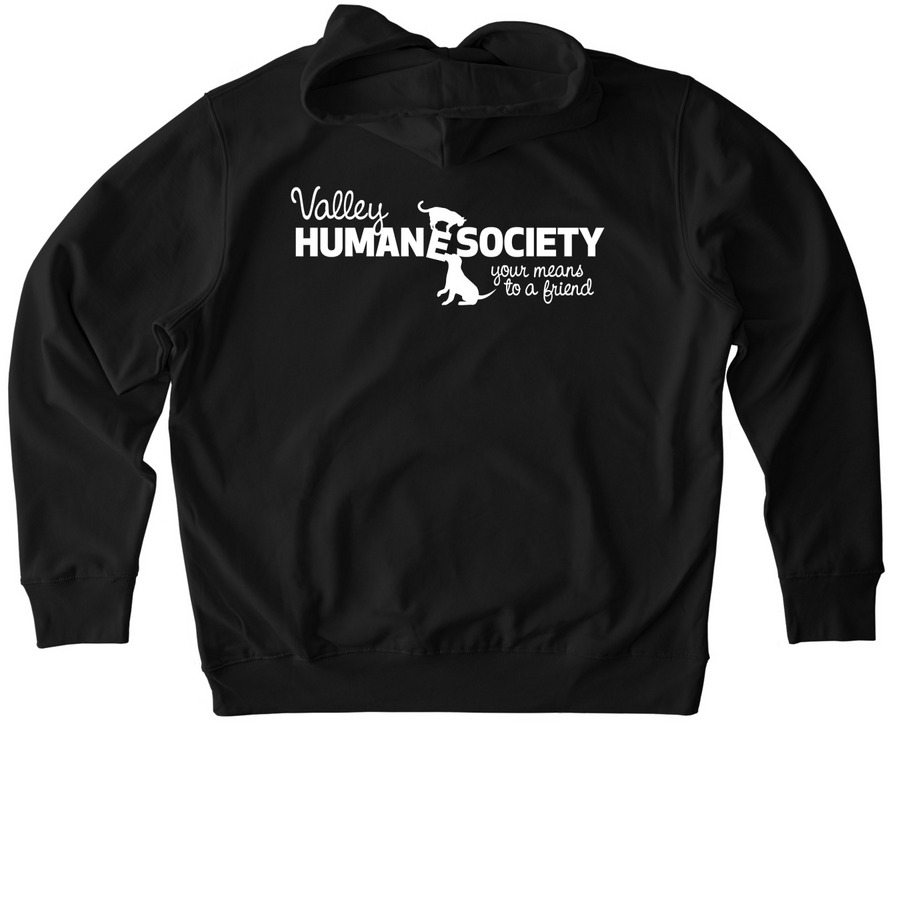 Valley Humane Dark T, a Black Stanley/Stella Unisex Cruiser 2.0 Pullover Hoodie (back-view)