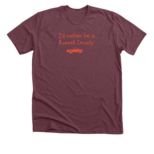 Russell County, a Heather Maroon Premium Unisex Tee