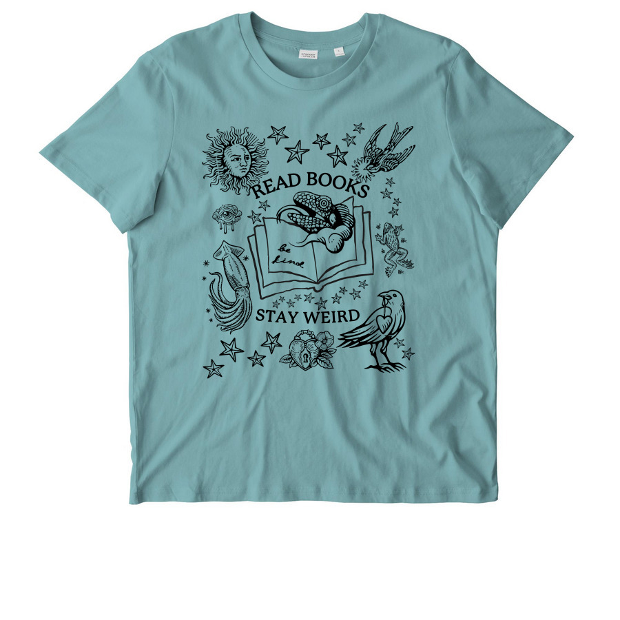 Whimsigoth! Read Books. Be Kind. Stay Weird., a Teal Monstera Stanley/Stella Unisex Crafter Tee