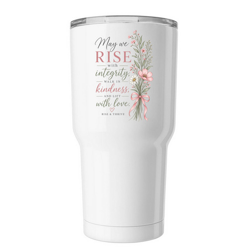 Rise With Integrity Floral, a White Insulated Tumbler