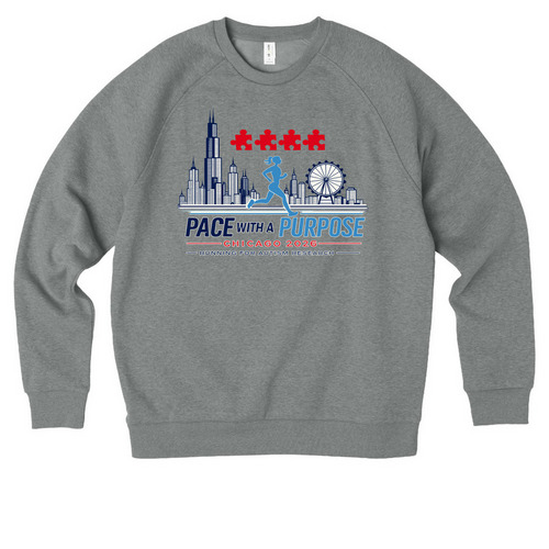 Chicago ?26 for Autism Research, a Aluminum Grey Heather Allmade Organic CVC Crewneck Sweatshirt