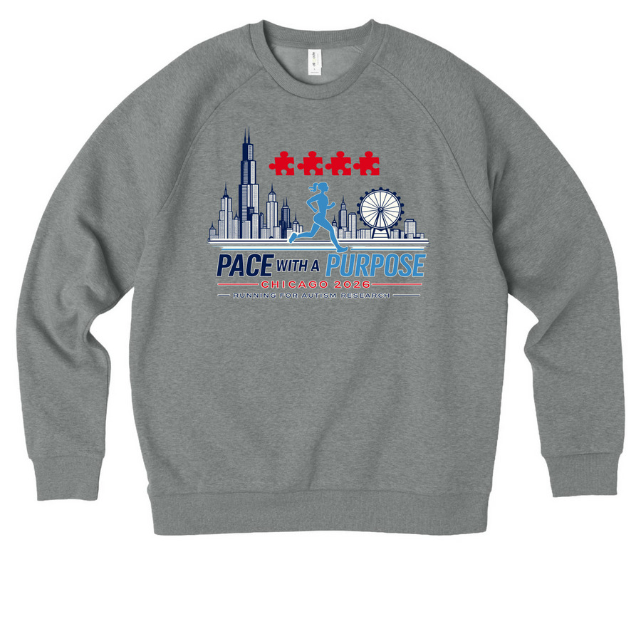 Chicago ?26 for Autism Research, a Aluminum Grey Heather Allmade Organic CVC Crewneck Sweatshirt