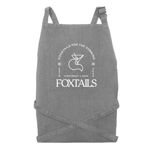 New! Foxtails Apron, a Grey Denim Recycled Denim Bib Apron