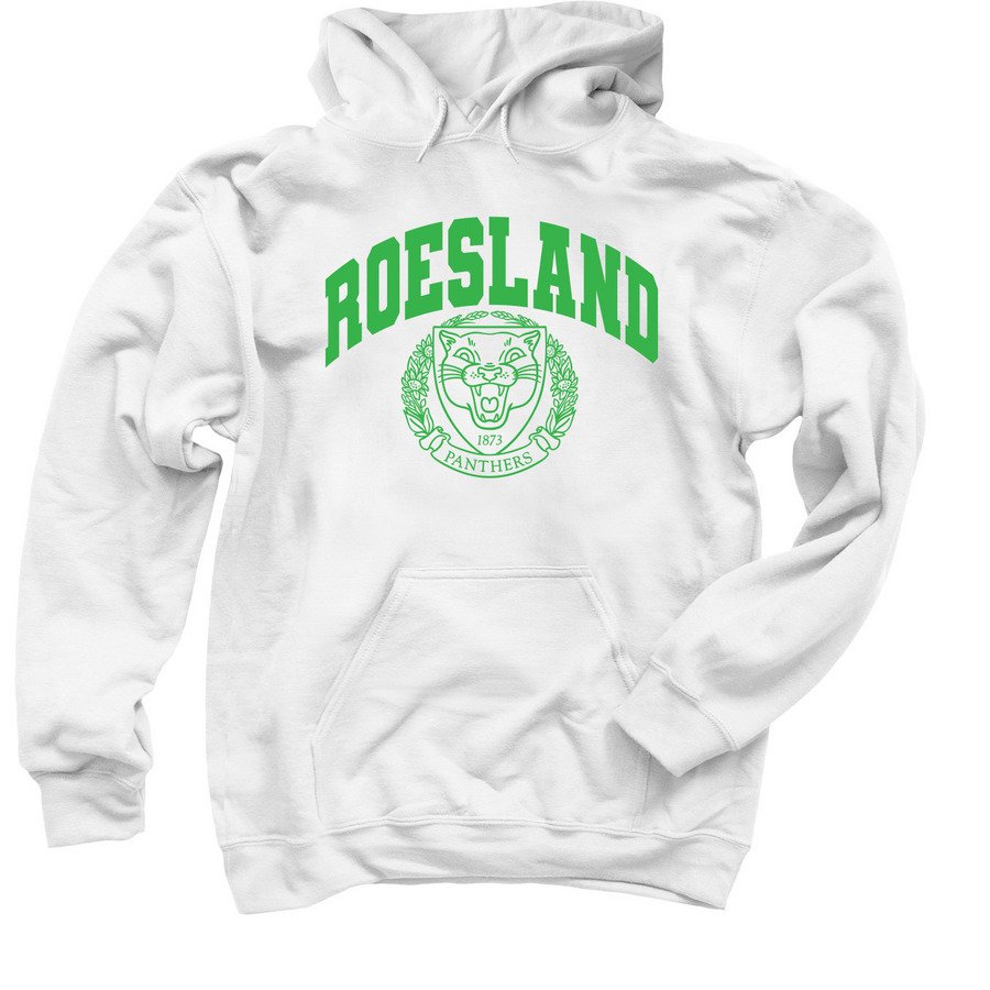 Preppy Peppy Green (blend), a White Pullover Hoodie