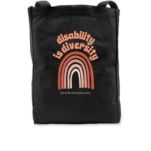 Disability is diversity dark tote, a Black Recycled Cotton Tote Bag