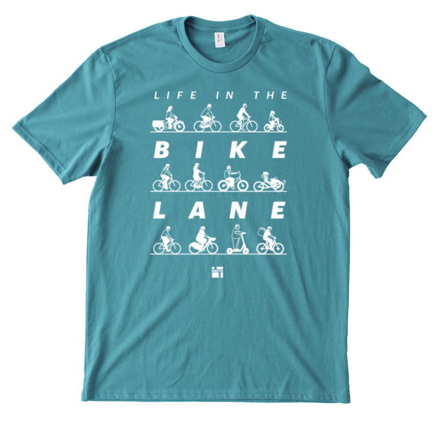Life in the Bike Lane, a Oceanic Teal Allmade Heavyweight Recycled Cotton Tee