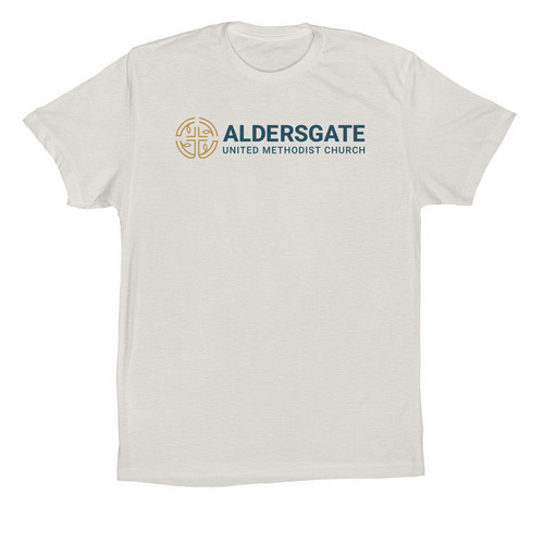 Aldersgate Horizontal Logo, a Vintage White Premium Cotton Tee