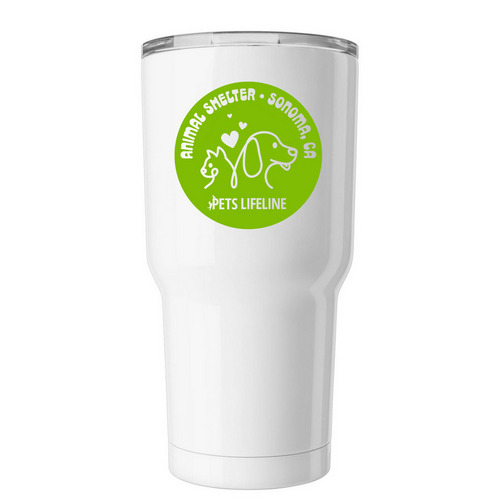 Pets Lifeline Green Travel Tumbler, a White Insulated Tumbler