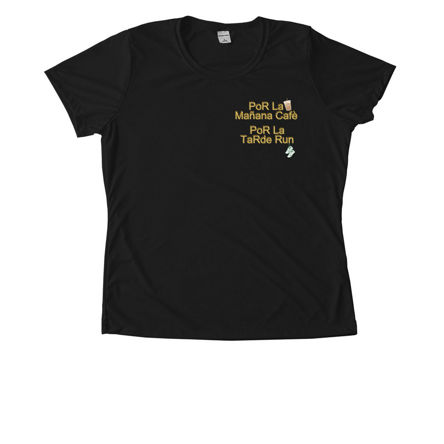 Por La Tarde Run Activewear, a Black Women's Performance Tee