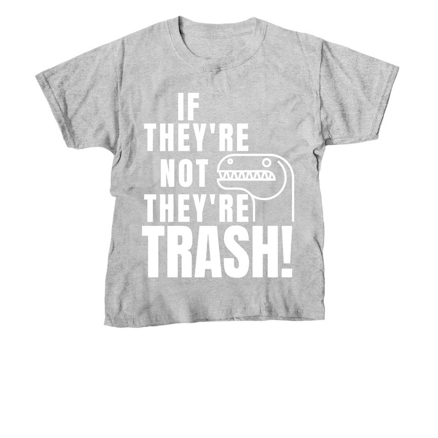 DINO NOT TRASH, a Sport Grey Youth Unisex Tee