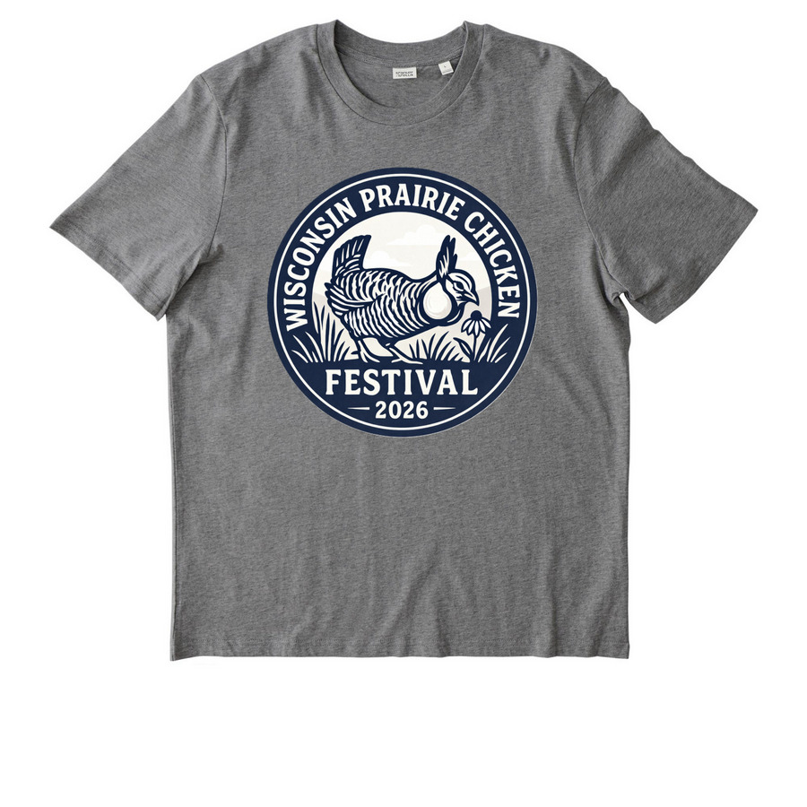 2026 Wisconsin Prairie Chicken Festival, a Mid Heather Grey Stanley/Stella Unisex Creator 2.0 Tee