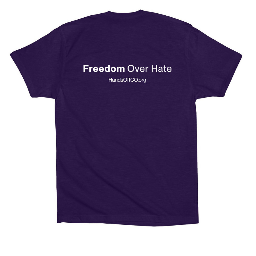 Hands Off Colorado (Purple), a Team Purple Premium Cotton Tee (back-view)