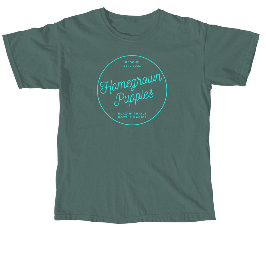 Homegrown Puppies (teal), a Blue Spruce Comfort Colors Unisex Tee