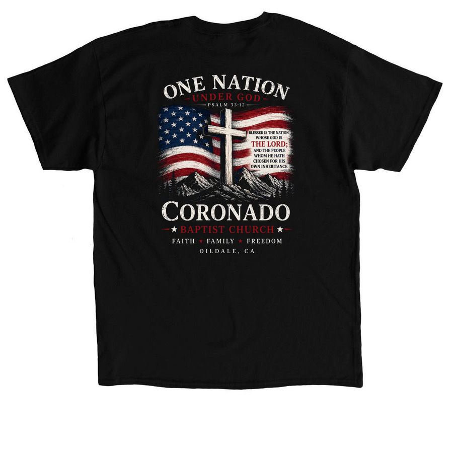 Coronado Baptist Church Patriotic Collection, a Black Classic Unisex Tee (back-view)