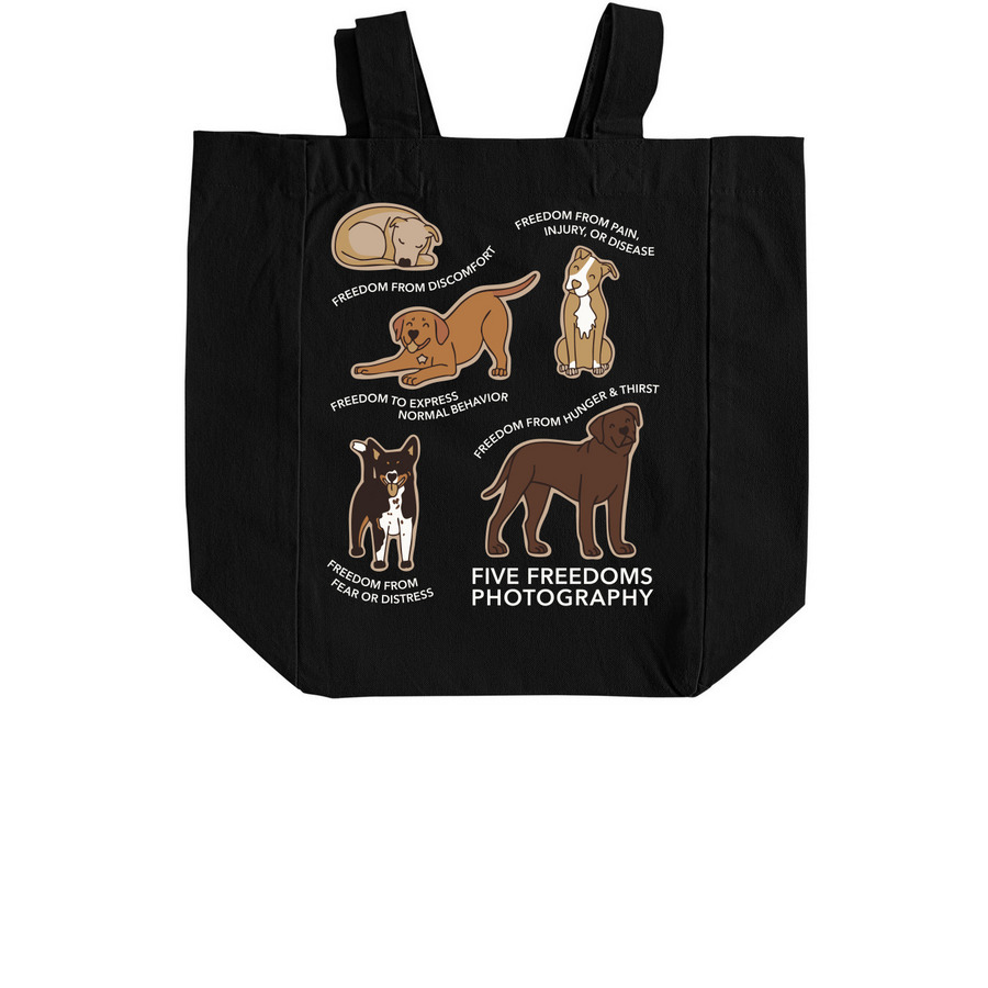Five Freedoms X Meredith Canty Tote Bag, a Black Recycled Cotton Tote Bag (back-view)