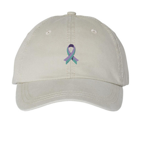 AWARNESS RIBBON, a Stone Printed Pigment Dye Baseball Cap