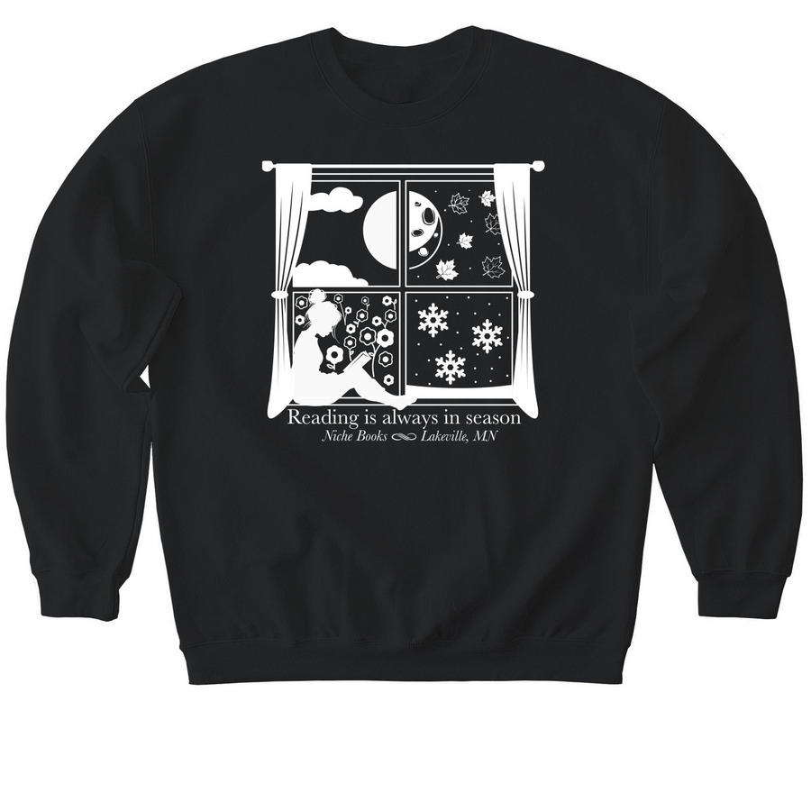 Reading is ALWAYS in Season, a Black Softstyle Crewneck Sweatshirt