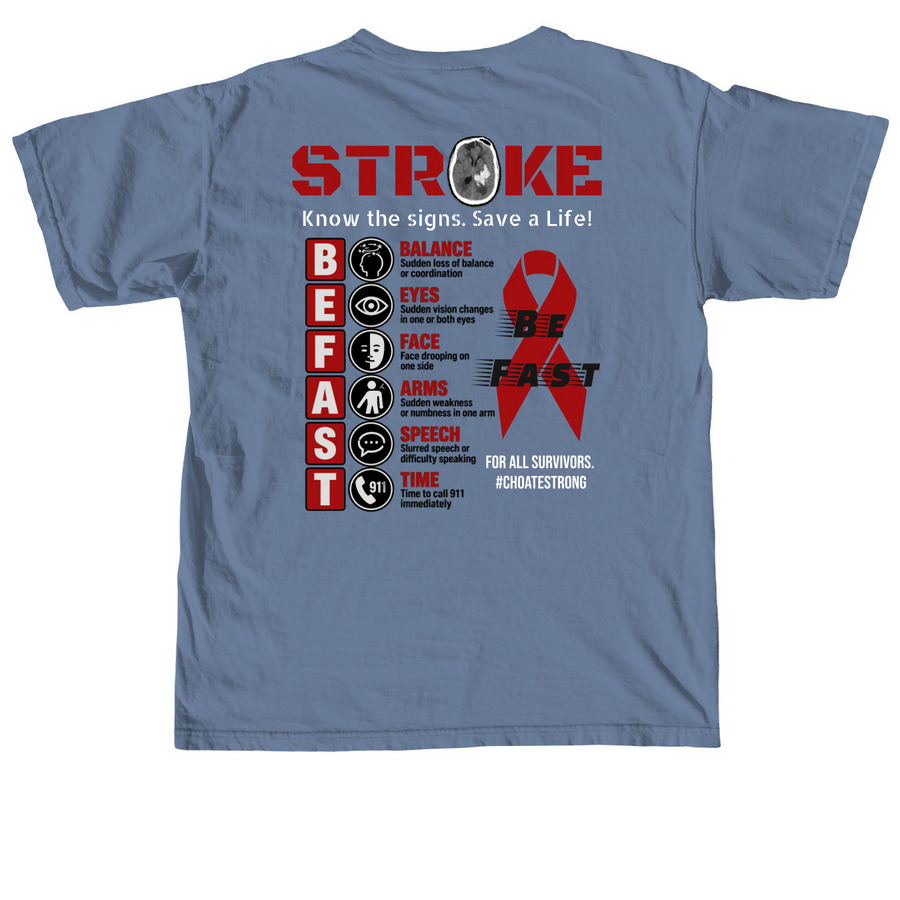 #CHOATESTRONG (For All Family & Friends), a Blue Jean Comfort Colors Unisex Tee (back-view)