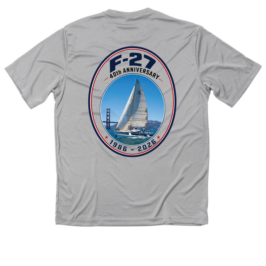 F-27 40th Anniversary Performance Apparel, a Silver Classic Performance Tee (back-view)