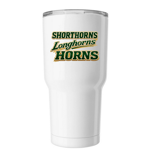All Horns. All Spirit. Tumbler 30oz, a White Insulated Tumbler
