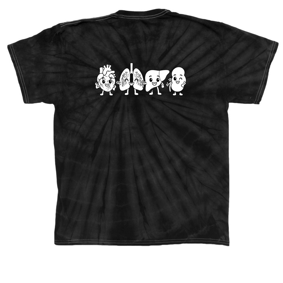 Happy Organs, a Black Classic Tie Dye Tee (back-view)