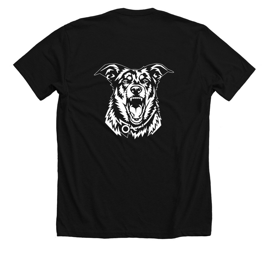 Caution K9 Media Apparel, a Solid Black Blend Premium Unisex Tee (back-view)