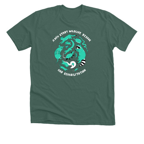 ANSWRR Teal Critters Shirt, a Heather Forest Premium Unisex Tee