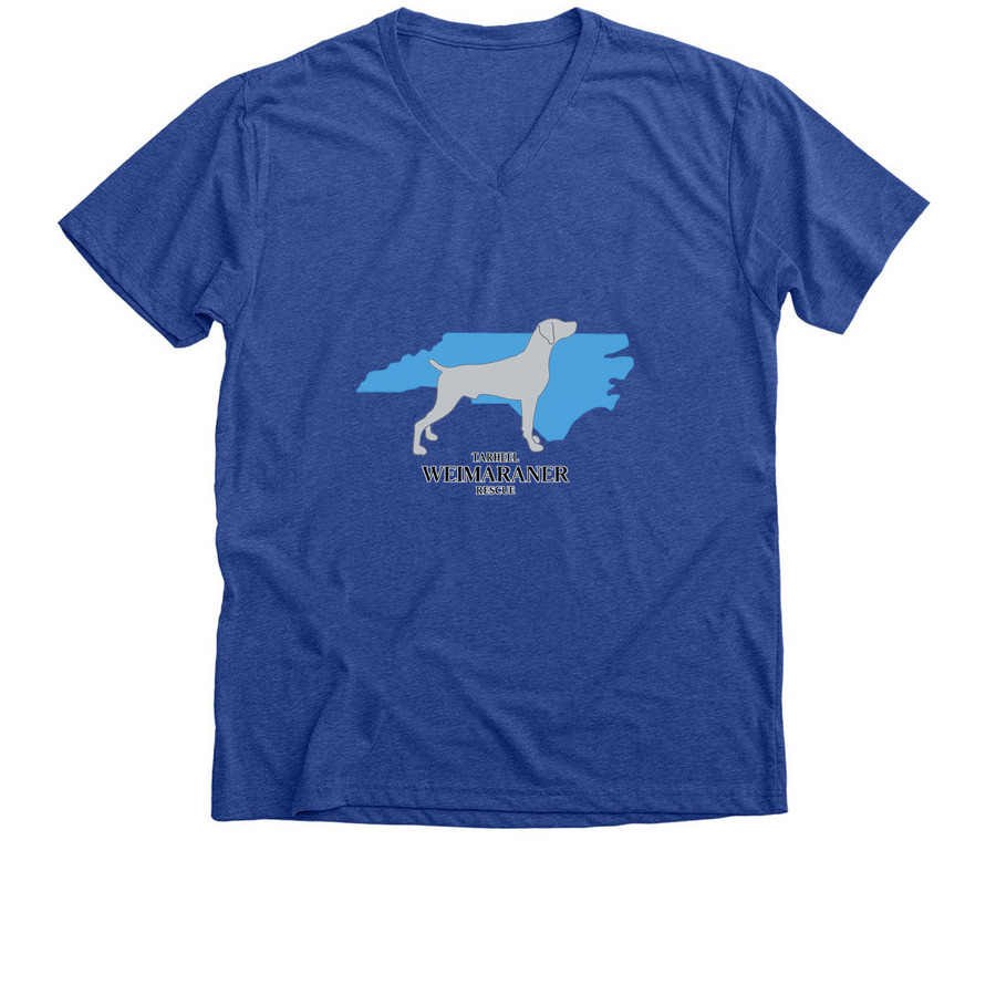 Tarheel Weimaraner Rescue Support in Style, a Heather True Royal Premium V-Neck Tee