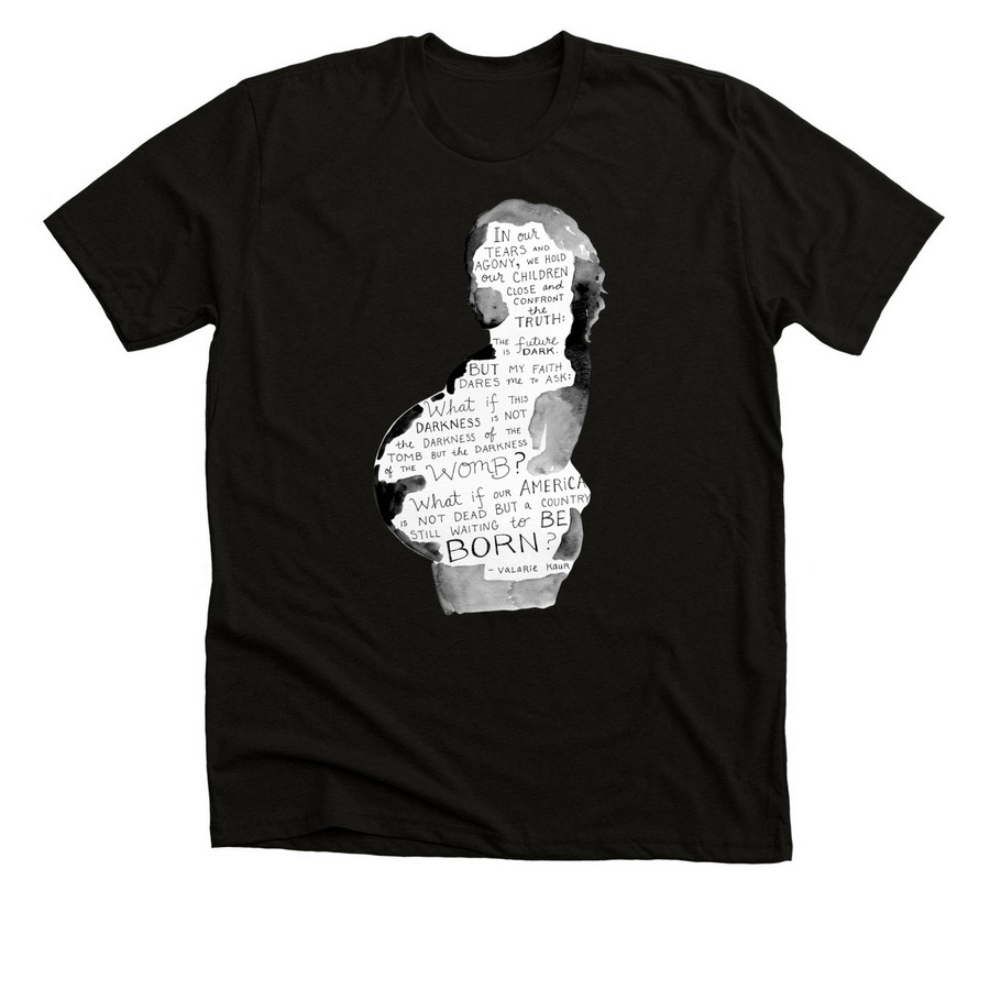 Darkness of the Womb, a Black Heather Premium Unisex Tee