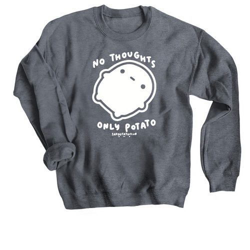no thoughts, a Dark Heather Crewneck Sweatshirt