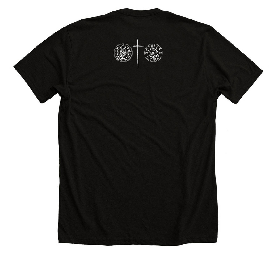 EMT Skull, a Solid Black Blend Premium Unisex Tee (back-view)