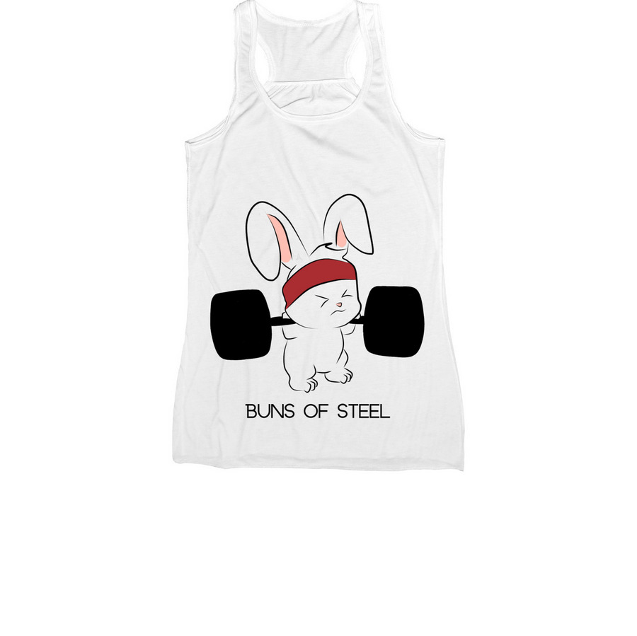 Buns of Steel, a White Women's Racerback