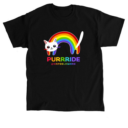 Purrride Rainbow Cat - PRIDE (Dark), a Black Classic Unisex Tee