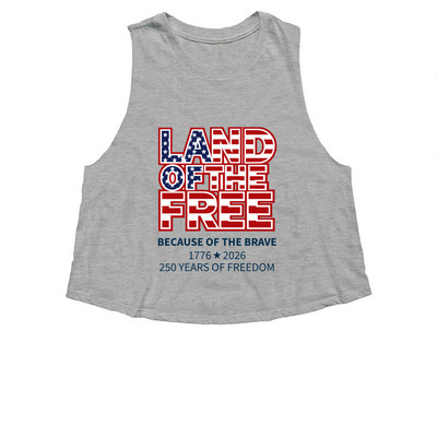 Troopster | America's 250th, a Athletic Heather Women's Cropped Racerback Tank