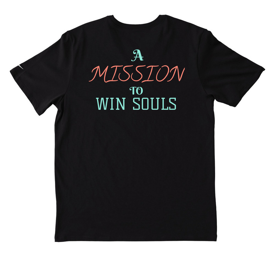 Soul Mission, a Black Nike Dri-FIT Jersey Blend Performance Tee (back-view)