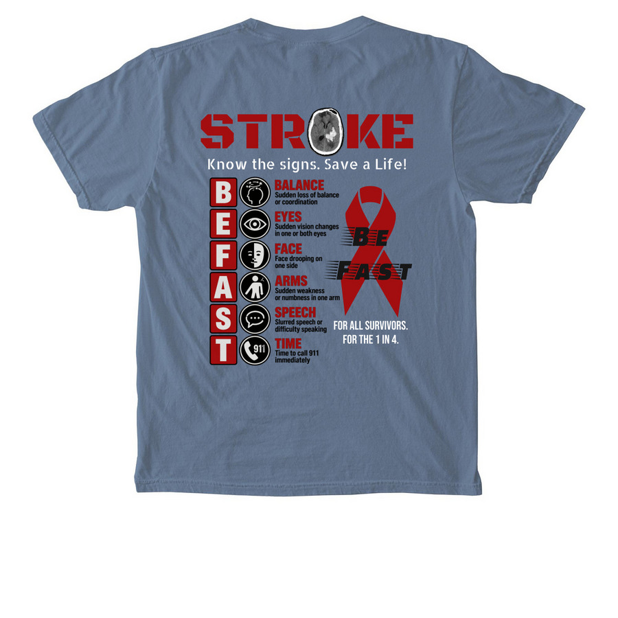 Stroke Advocacy Benefit for Stroke Survivors, a Blue Jean Comfort Colors Pocket Tee (back-view)
