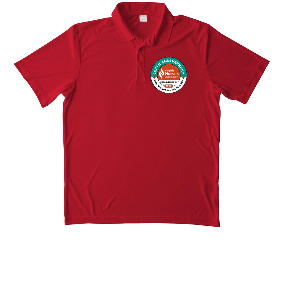 125TH ANNIVERSARY, a True Red Unisex Performance Polo